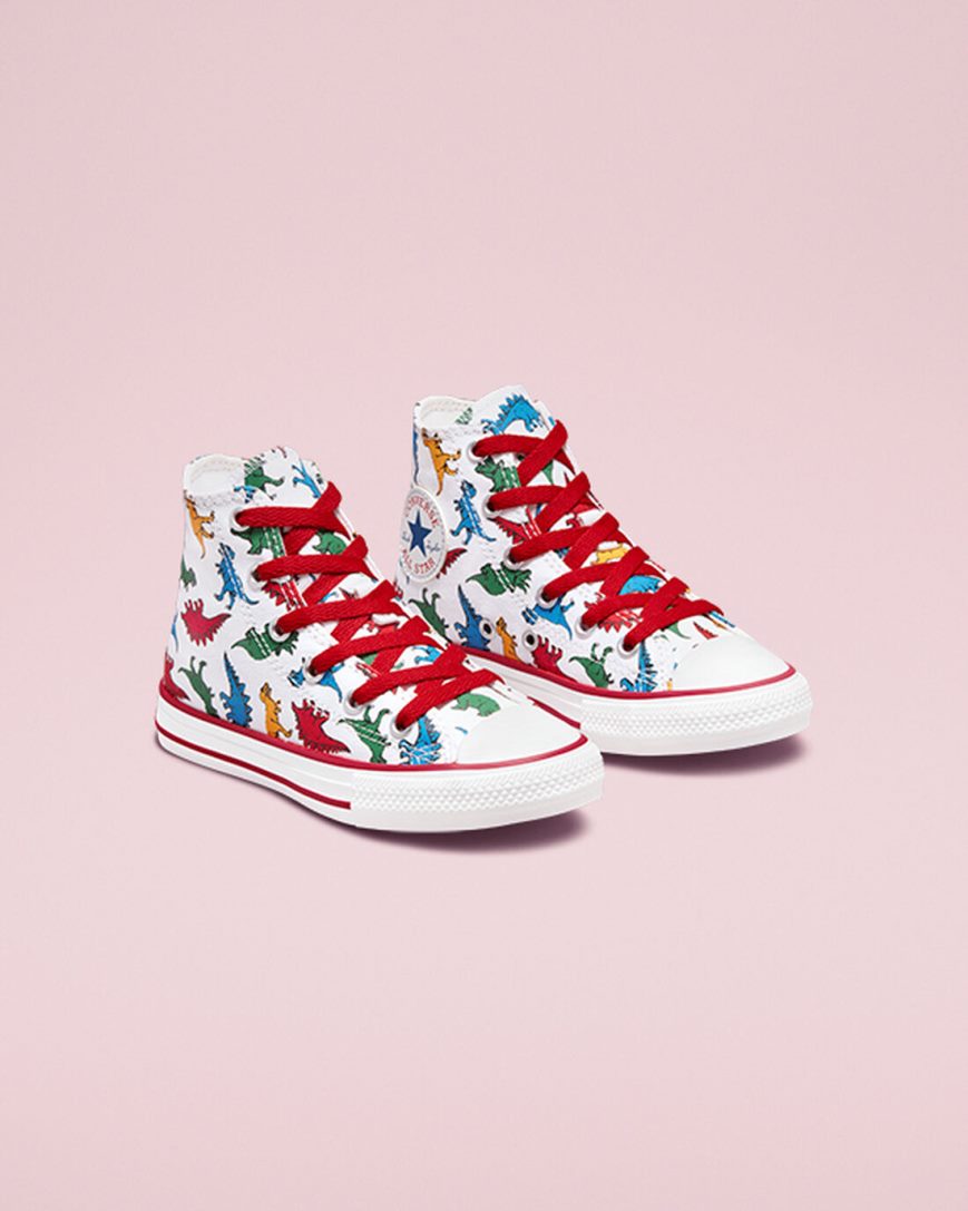 Girls' Converse Chuck Taylor All Star Dinosaurs High Top Shoes White / Red / Blue | AU 5C34EU